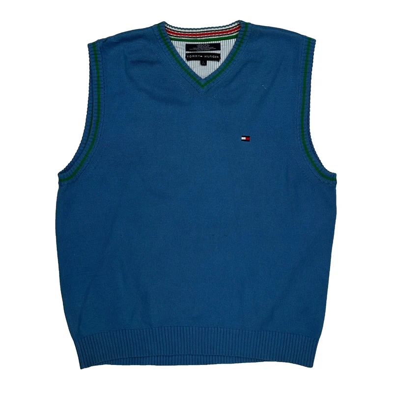 Tommy Hilfiger Sweater Vest - Large Blue Cotton