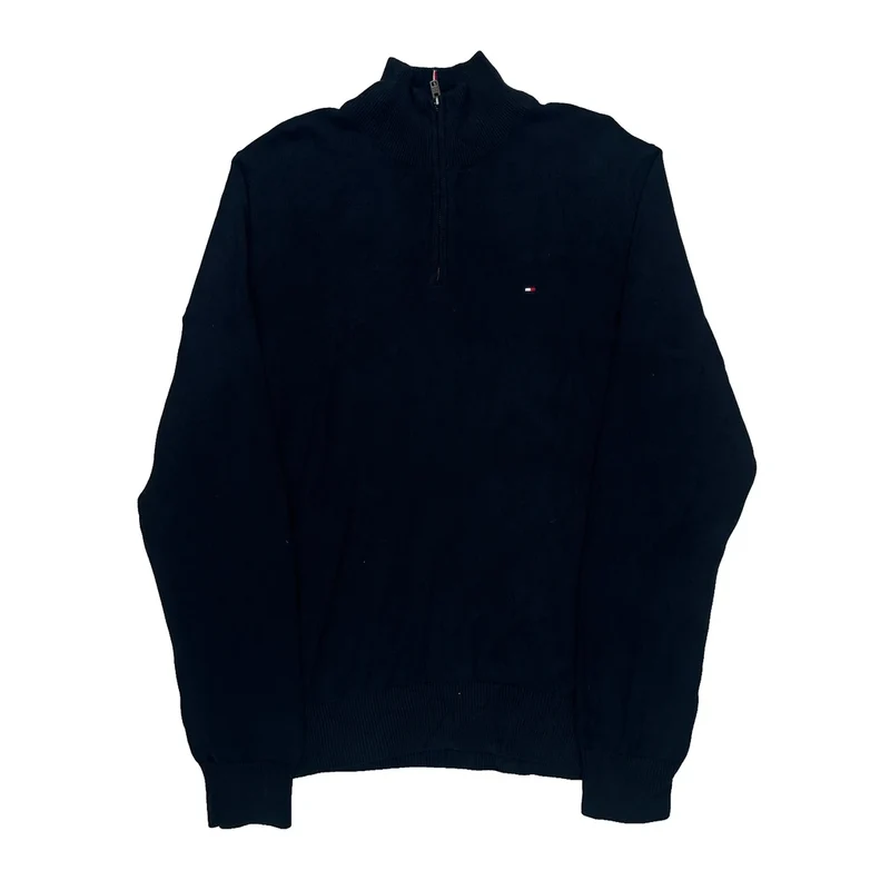 Tommy Hilfiger 1/4 Zip - Large Black Cotton