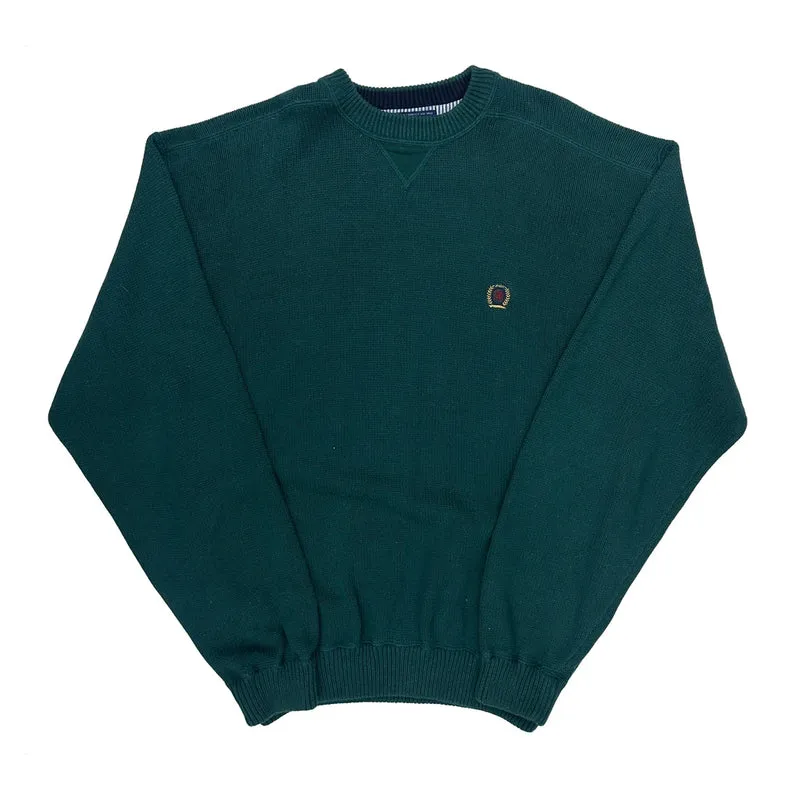 Tommy Hilfiger Chunky Knit Jumper - Large Green Cotton