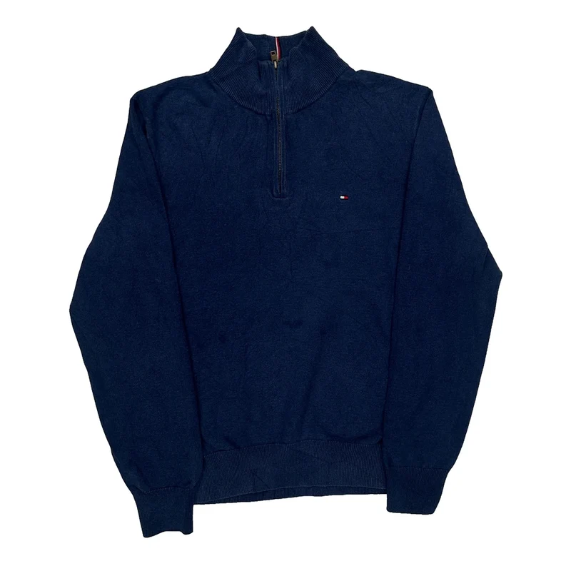 Tommy Hilfiger 1/4 Zip - Medium Blue Cotton