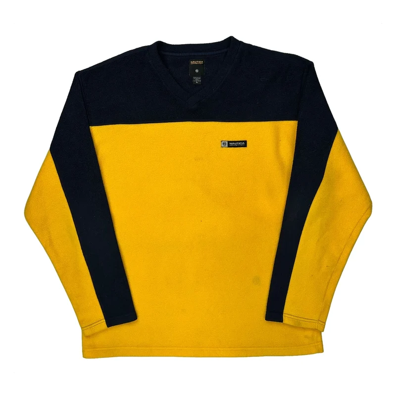 Nautica V-Neck Fleece - Large Navy Polyester