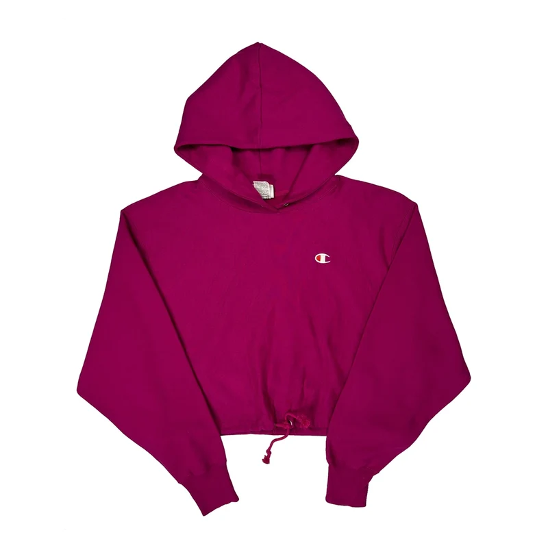 Reverse Weave Champion Cropped Hoodie - XL Purple Cotton