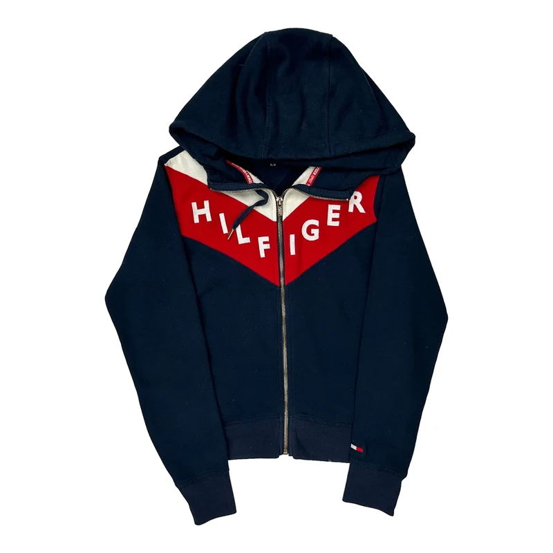 Tommy Hilfiger Spellout Hoodie - Small Navy Cotton