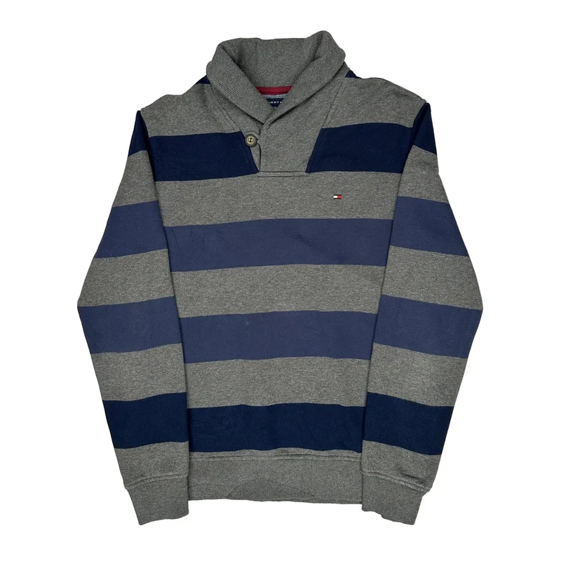 Tommy Hilfiger Striped Sweatshirt - Medium Grey Cotton