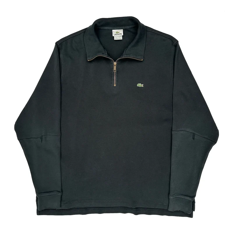 Lacoste 1/4 Zip - 3XL Black Cotton