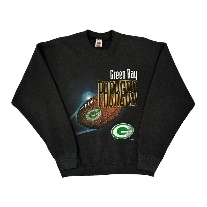 Made In USA Green Bay Packers Fruit Of The Loom Nfl Sweatshirt - XL Black Cotton Blend