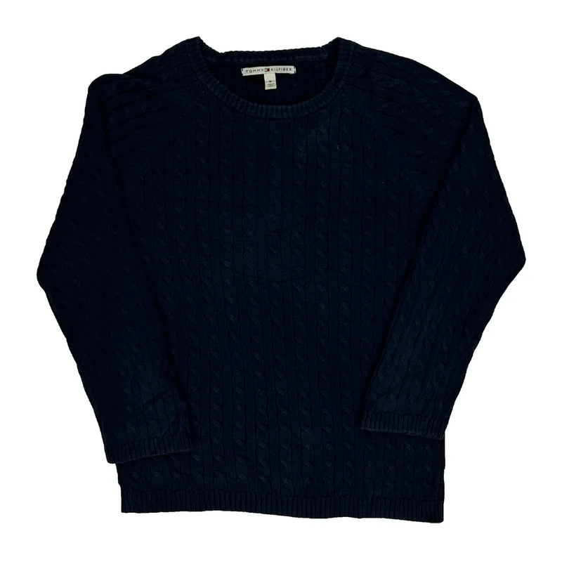 Tommy Hilfiger Cable Knit Jumper - Medium Navy Cotton