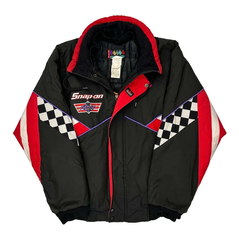 Racing Snap On Graphic Jacket - Large Black Polyester