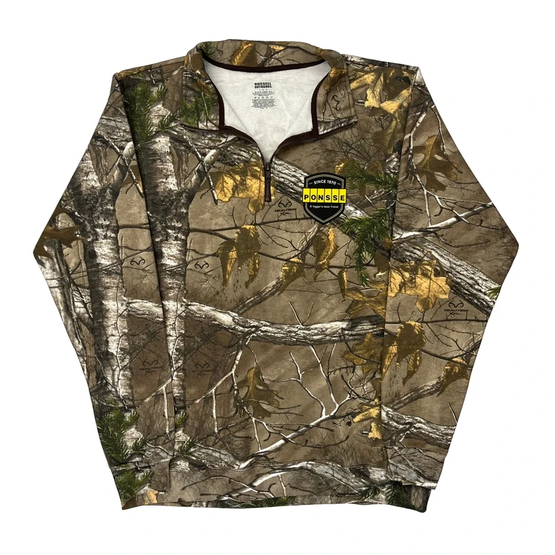 Ponsse Russell Outdoors Camo 1/4 Zip - Large Brown Cotton Blend
