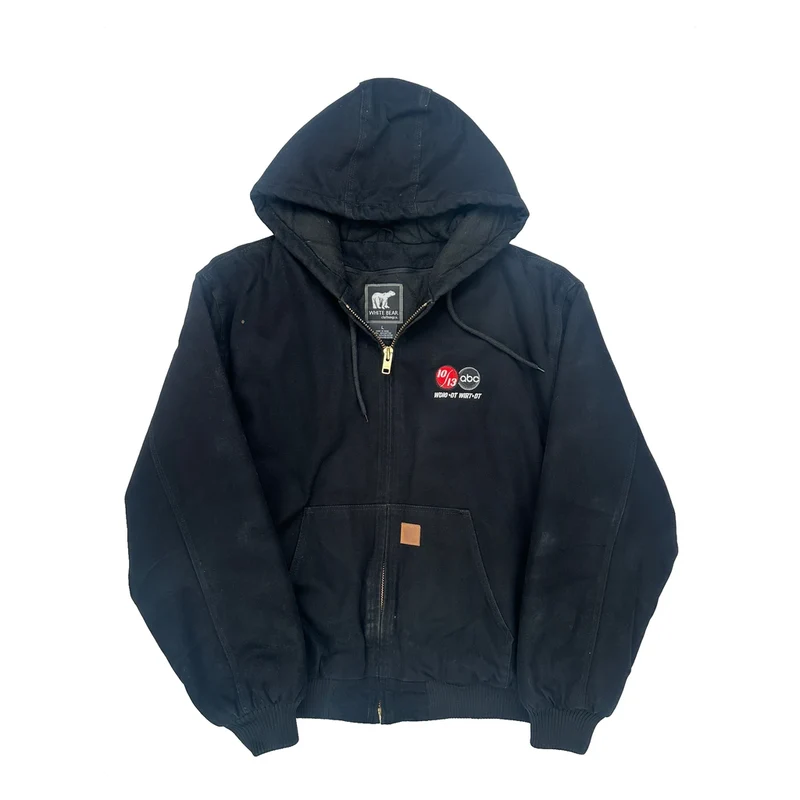 Wjrt-Tv Abc 12 White Bear Clothing Jacket - Large Black Cotton