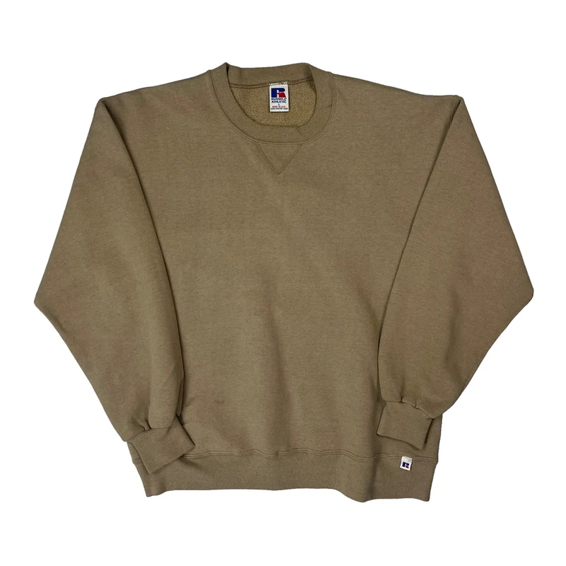 Russell Athletic Sweatshirt - Large Brown Cotton