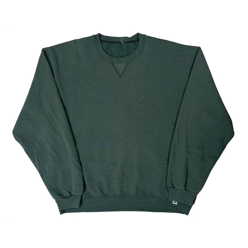 Reverse Weave Russell Athletic Sweatshirt - Large Green Cotton