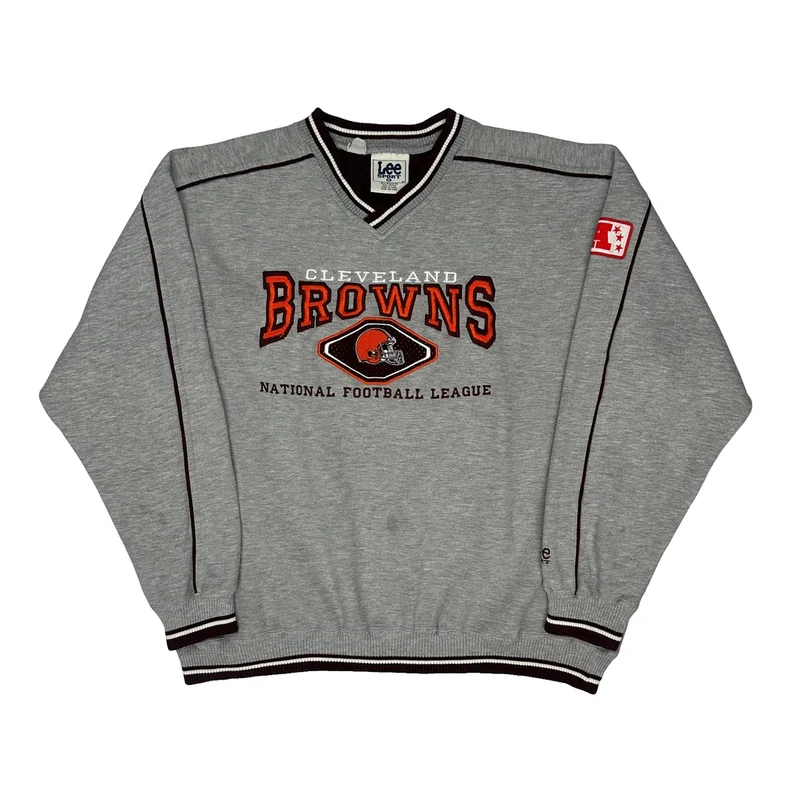 Cleveland Browns Lee Sport Nfl Sweatshirt - XL Grey Polyester Blend