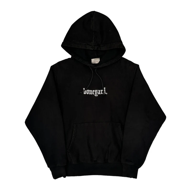 Reverse Weave Champion Spellout Hoodie - Medium Black Cotton
