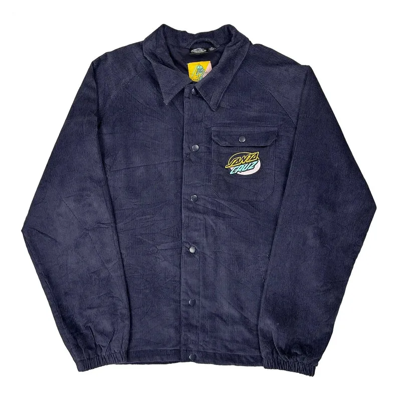 Skateboarding Santa Cruz Corduroy Button Coach Jacket - Medium Blue Corduroy