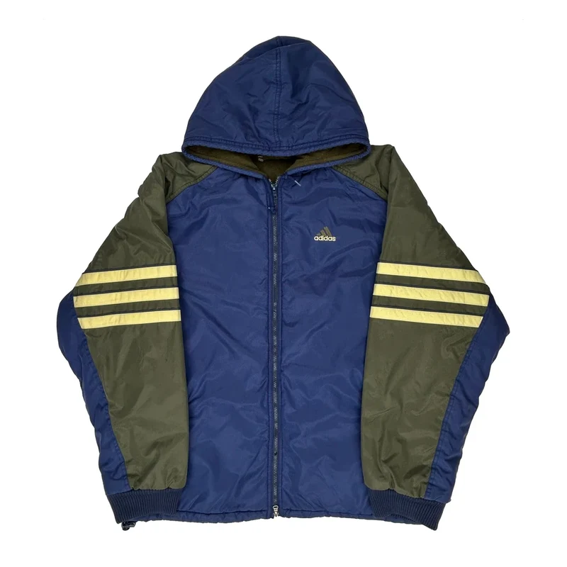 Adidas Striped Jacket - XL Blue Polyester