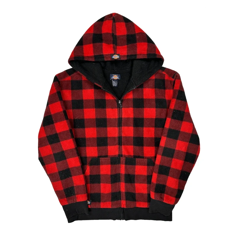 Dickies Checked Fleece Jacket - Large Red Polyester
