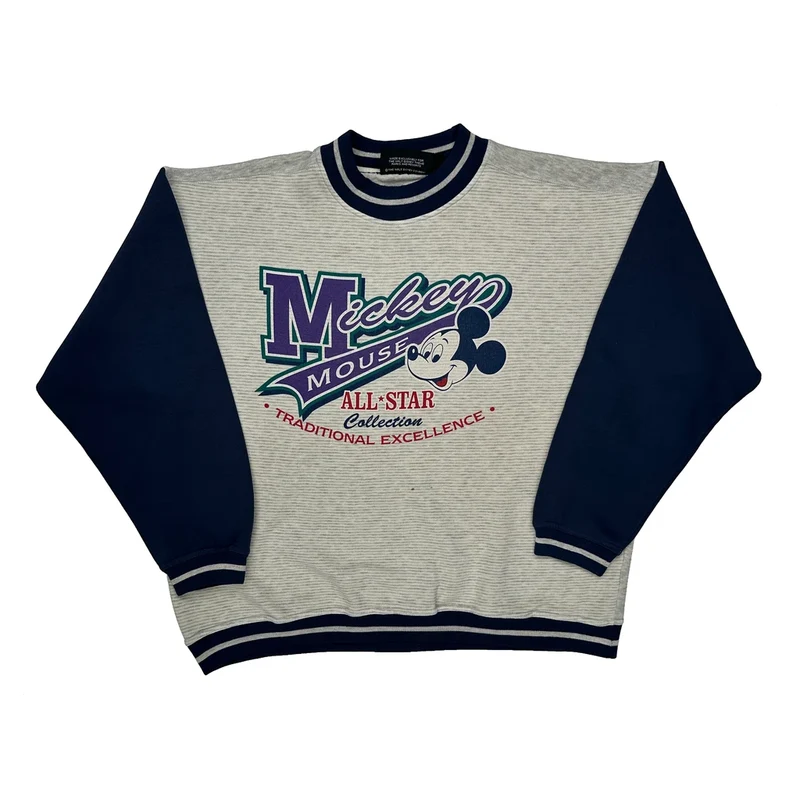 Mickey Mouse All-Star Collection Disney Graphic Sweatshirt - XL Grey Cotton