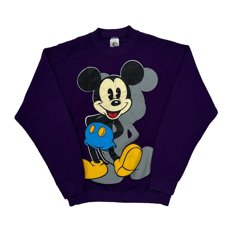 Mickey Mouse Graphic Disney Cartoon Sweatshirt - Large Purple Cotton Blend