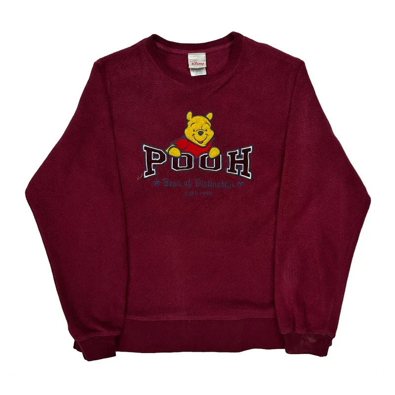 Winnie The Pooh Disney Cartoon Sweatshirt - Small Burgundy Polyester