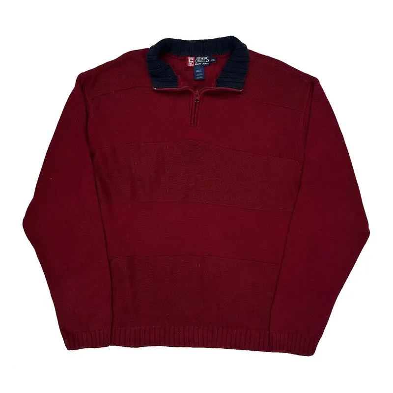 Chaps Ralph Lauren 1/4 Zip - Large Red Cotton