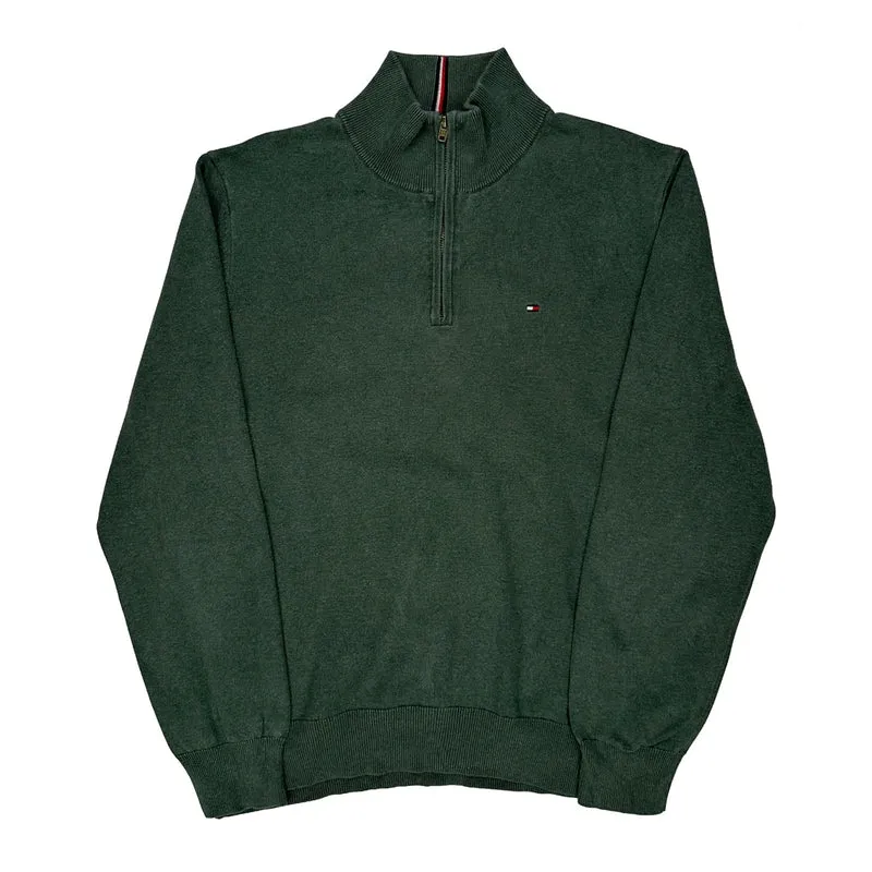 Tommy Hilfiger 1/4 Zip - XL Green Cotton