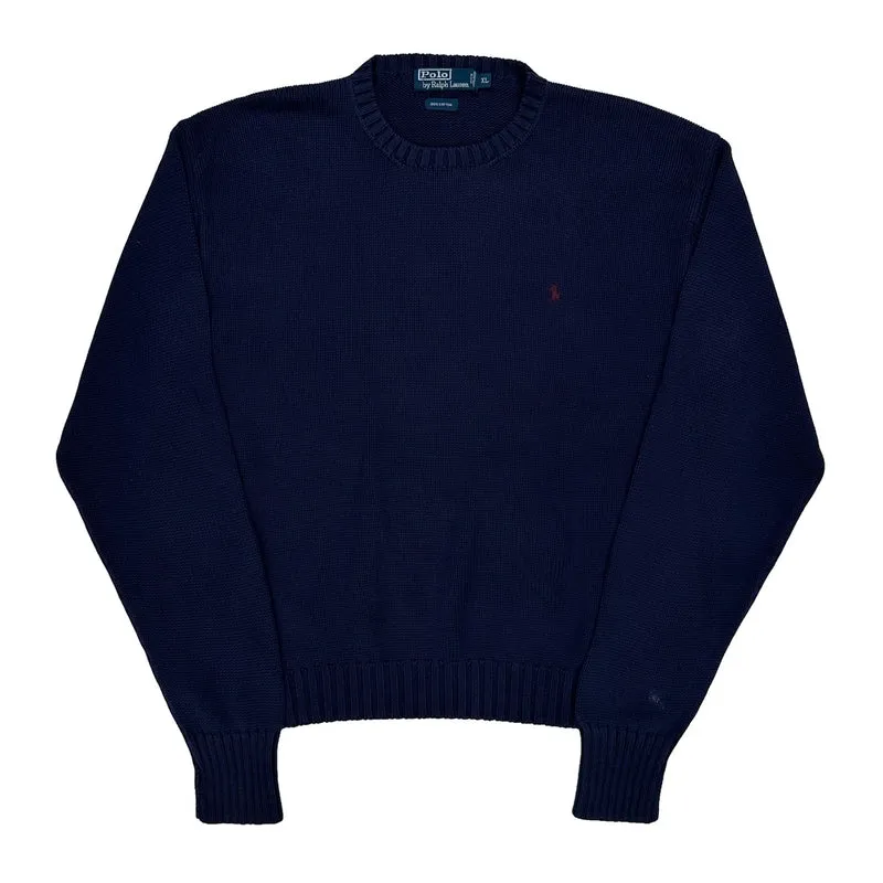 Polo By Ralph Lauren Chunky Knit Jumper - XL Navy Cotton