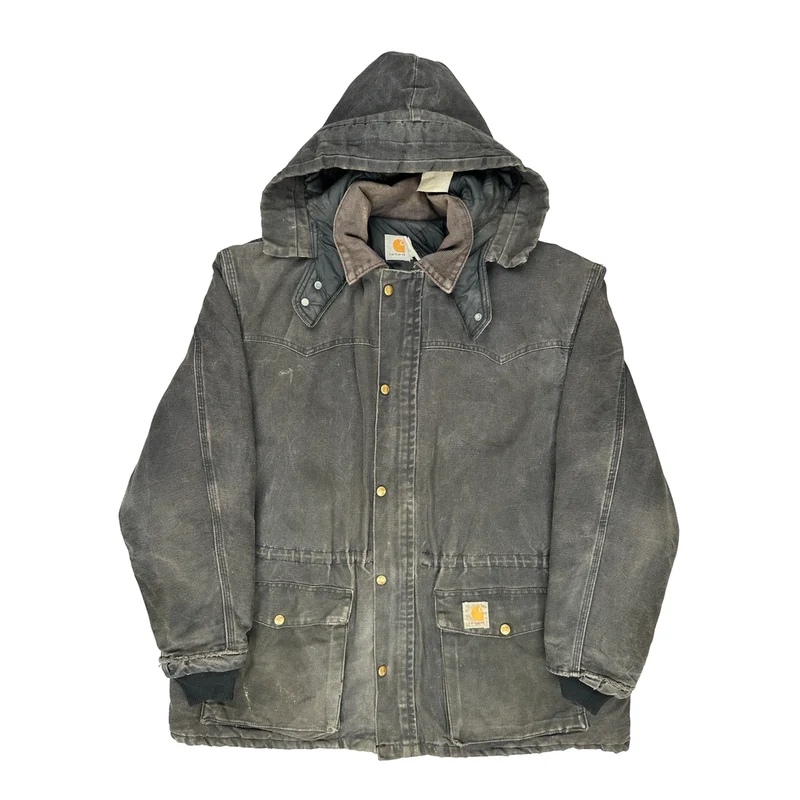 Carhartt Hooded Jacket - Large Grey Cotton