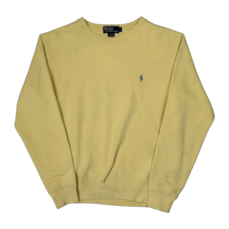 Polo By Ralph Lauren Sweatshirt - Small Yellow Cotton Blend
