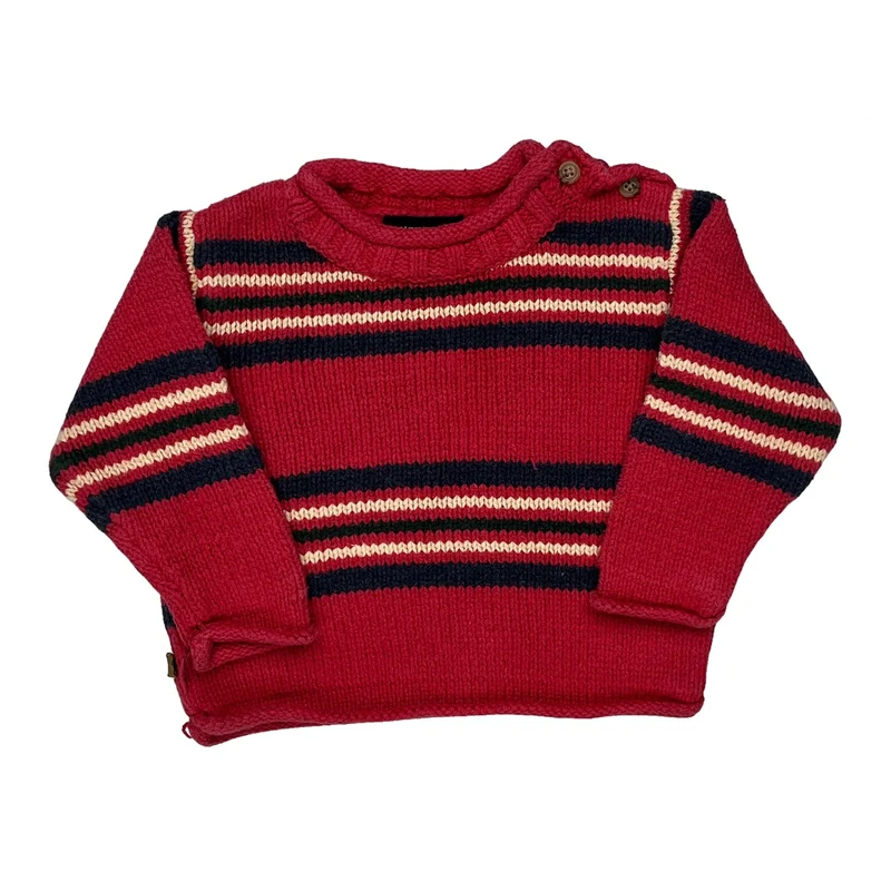 Age 3M-12M Ralph Lauren Striped Jumper - 2XS Red Cotton