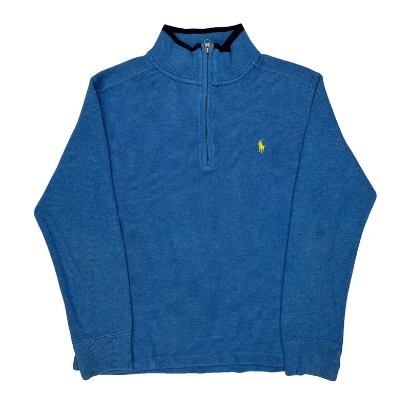 Age 10-12 Polo By Ralph Lauren 1/4 Zip - Medium Blue Cotton