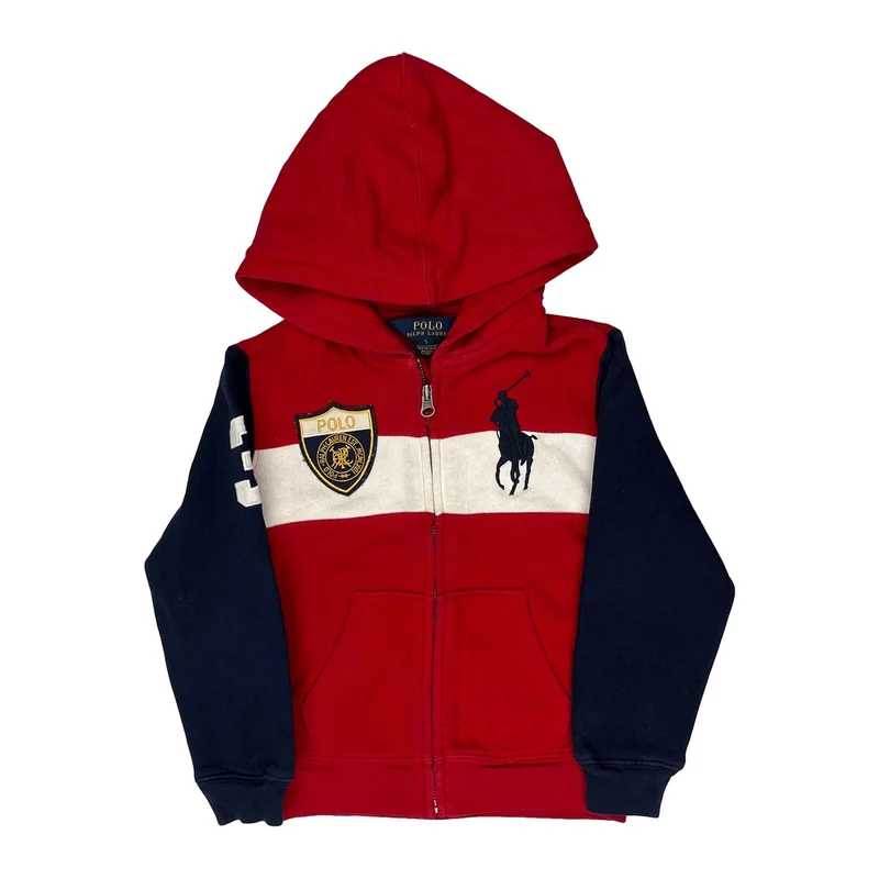 Age 5 Polo By Ralph Lauren Striped Hoodie - Small Red Cotton