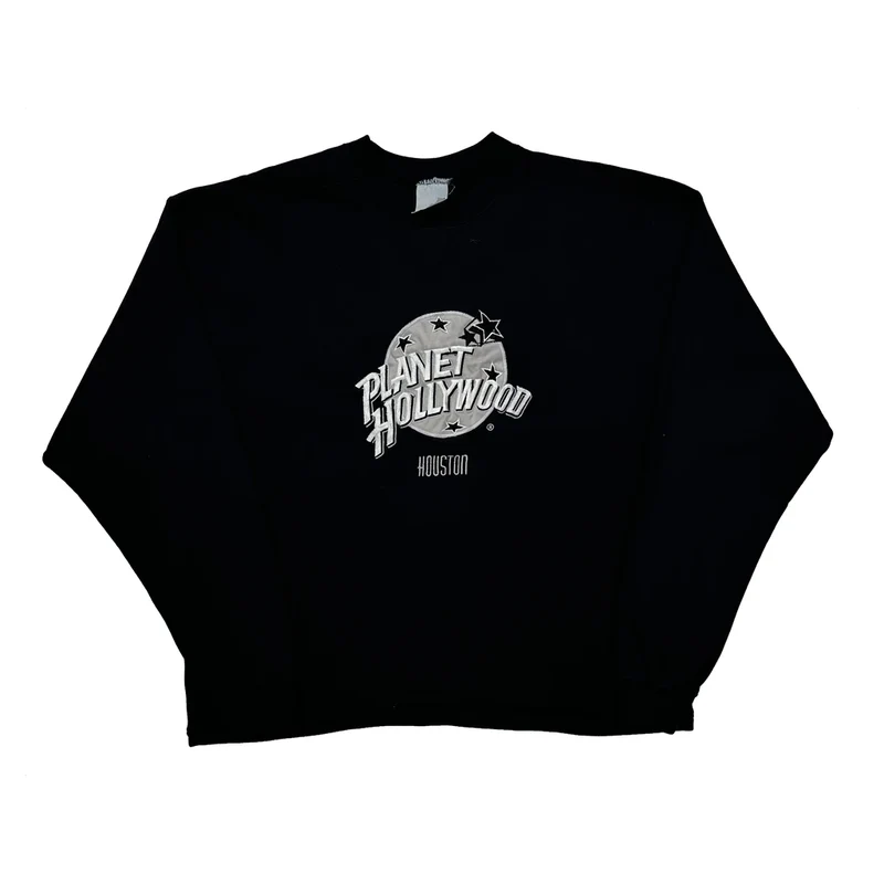 Houston Planet Hollywood Graphic Sweatshirt - Large Black Cotton