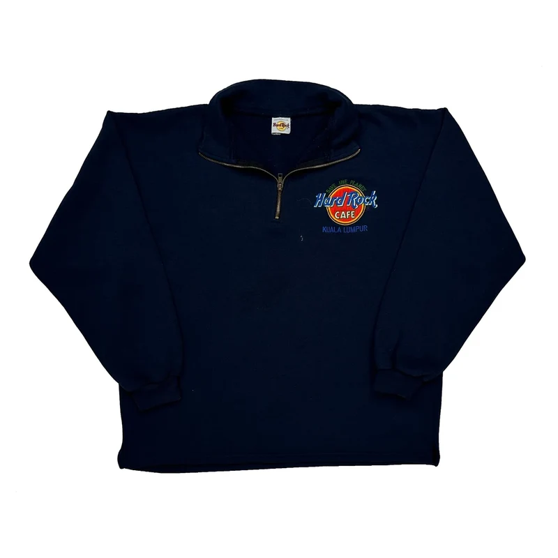 Kuala Lumpur Hard Rock Cafe 1/4 Zip - Large Navy Cotton