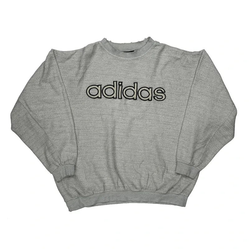 Adidas Spellout Sweatshirt - XL Grey Cotton