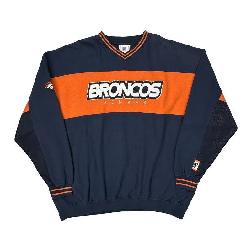 Denver Broncos Nfl Sweatshirt - 2XL Navy Cotton