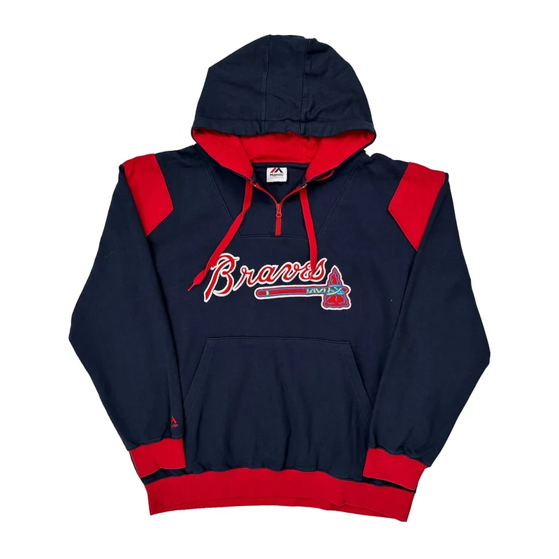 Braves Majestic Mlb Hoodie - XL Navy Cotton