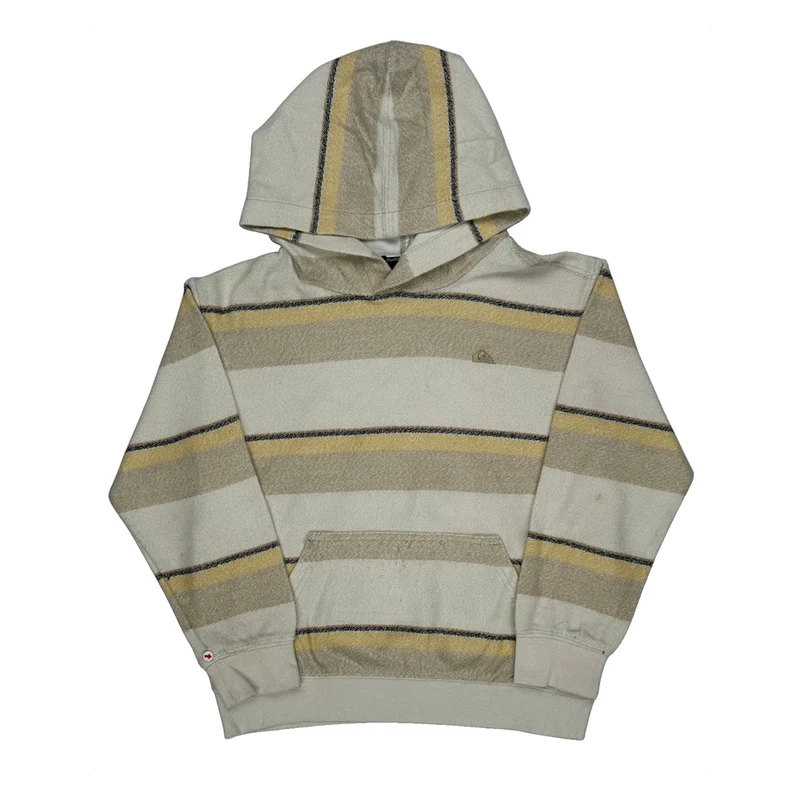 Age 8 Quiksilver Striped Hoodie - Small Beige Cotton