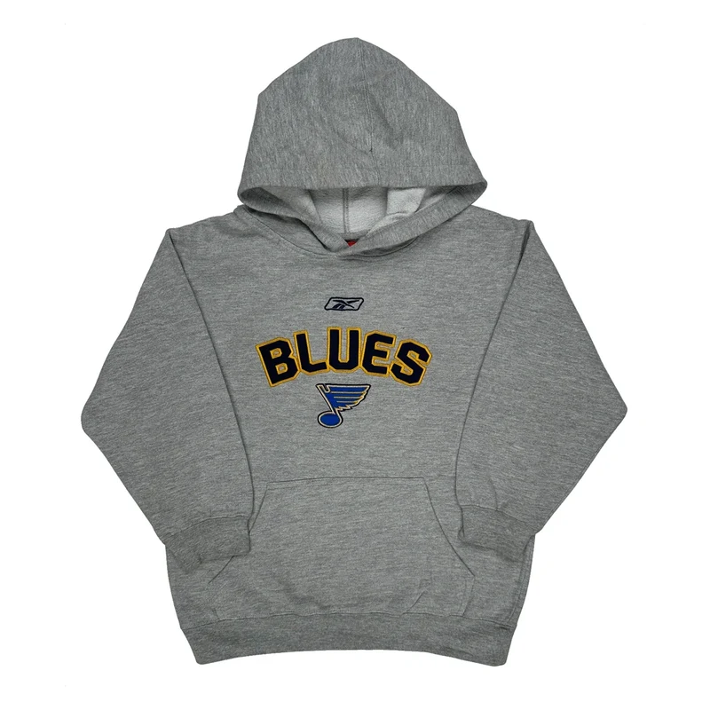 Blues Reebok Hoodie - Small Grey Cotton