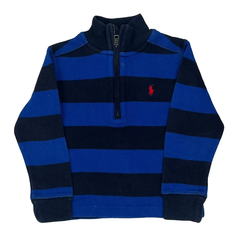 Age 3 Polo By Ralph Lauren Striped 1/4 Zip - 2XS Blue Cotton