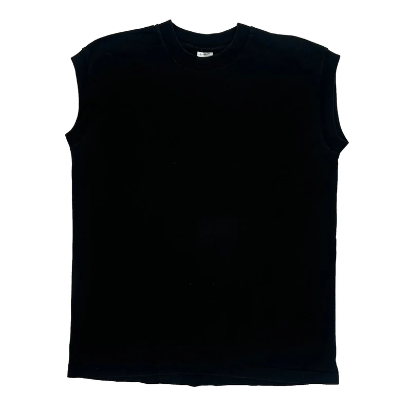 Fruit Of The Loom Single Stitch Vest - Large Black Cotton