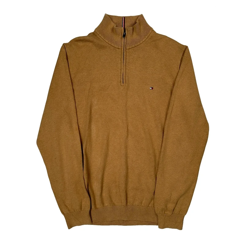 Tommy Hilfiger 1/4 Zip - XL Brown Cotton