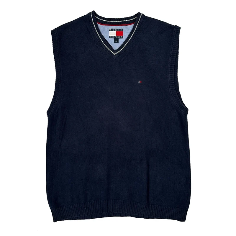 Tommy Hilfiger Sweater Vest - Large Navy Cotton