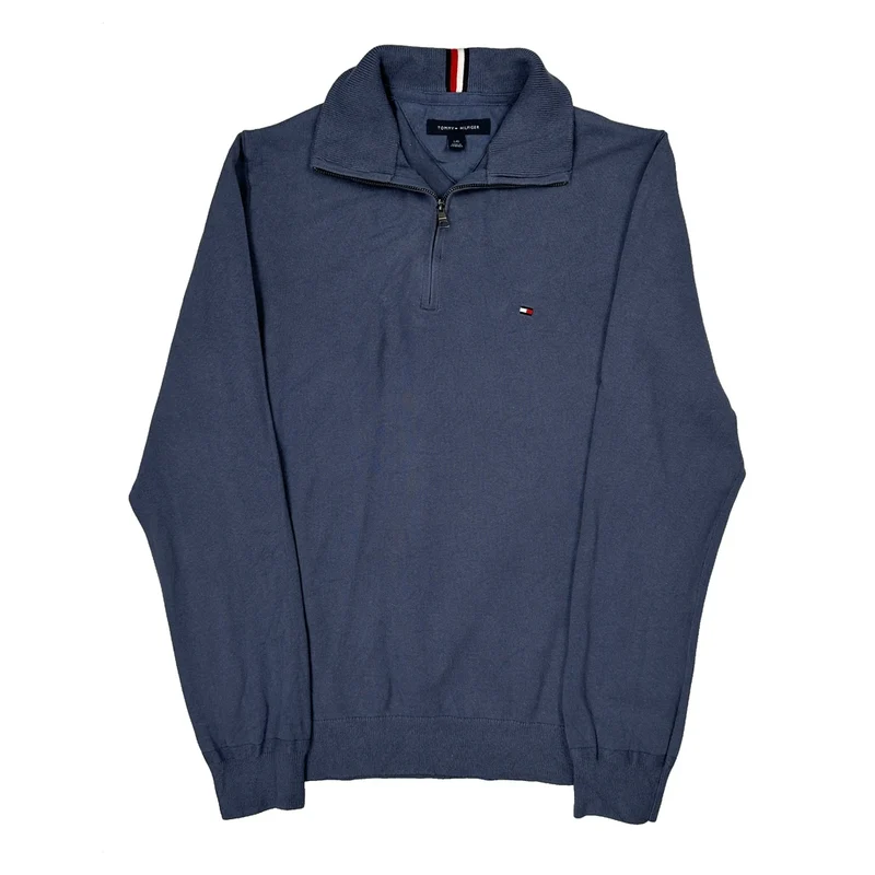 Tommy Hilfiger 1/4 Zip - Large Blue Cotton