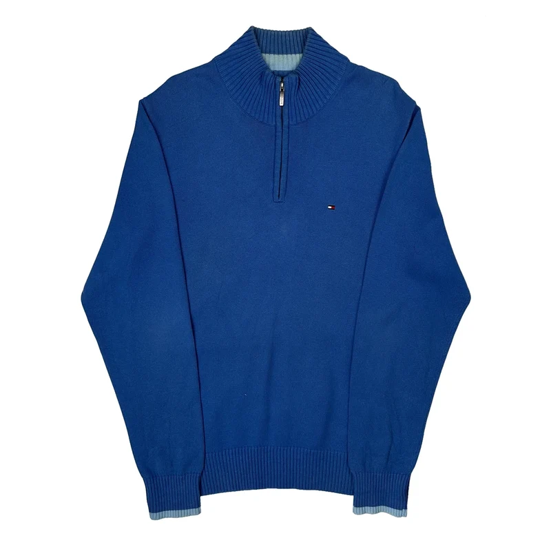 Tommy Hilfiger 1/4 Zip - Large Blue Cotton