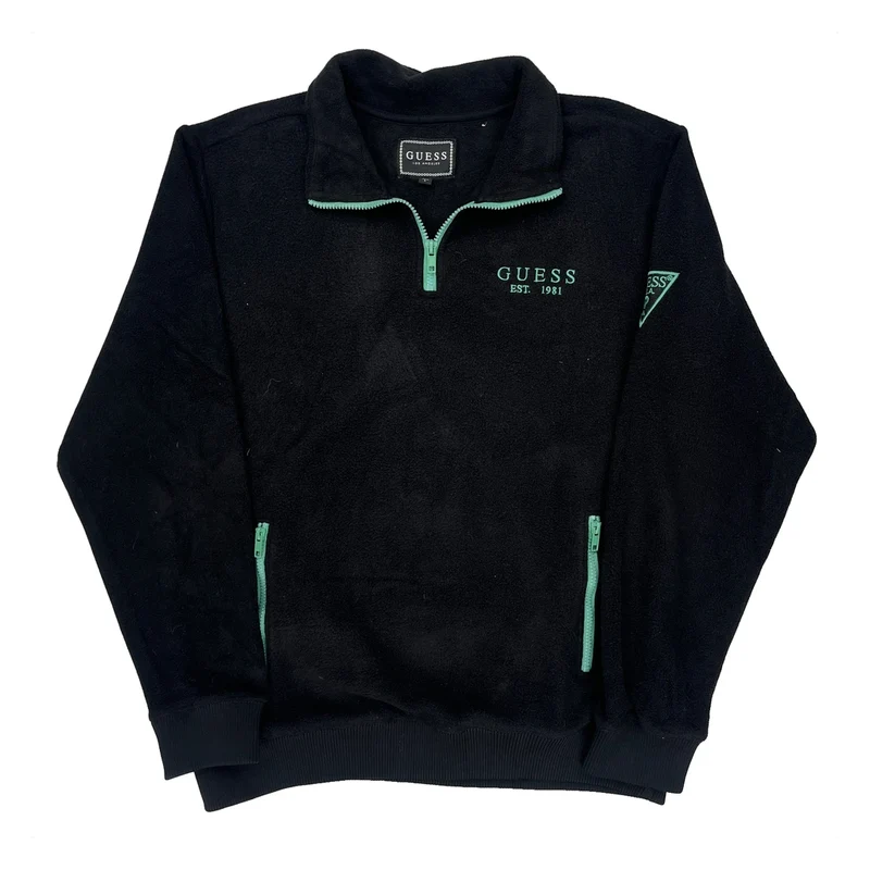 Guess 1/4 Zip - Large Black Polyester