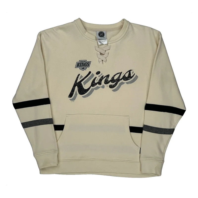 Los Angeles Kings Nhl Sweatshirt - Large Cream Cotton Blend