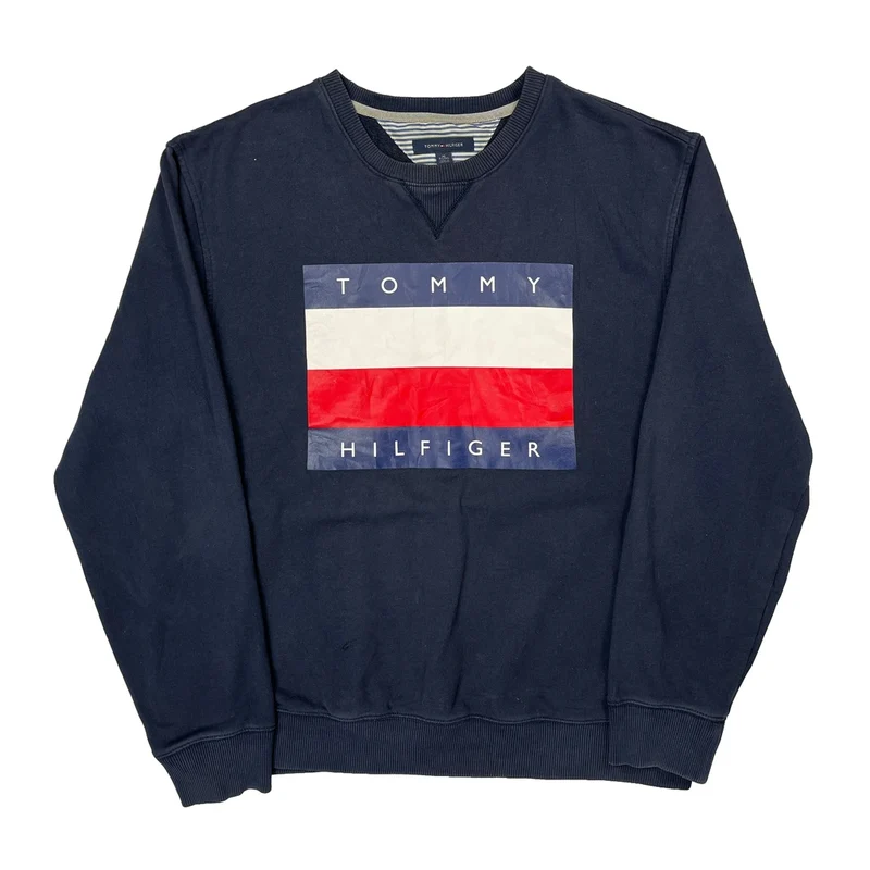 Tommy Hilfiger Graphic Sweatshirt - XL Navy Cotton