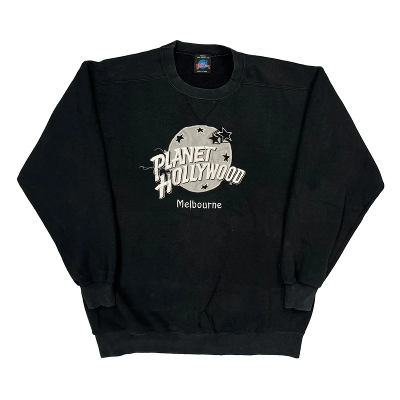 Planet Hollywood Graphic Sweatshirt - Medium Black Cotton