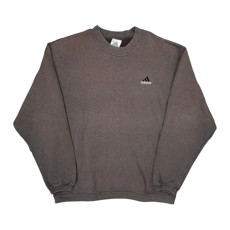 Vintage Faded Adidas Sweatshirt - Small Gray Cotton